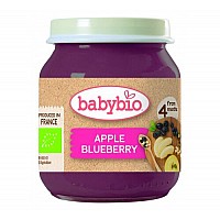 Baby Bio Плодово пюре Ябълки и боровинки 4+ 130 гр.