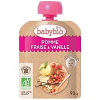 Baby Bio Плодов мус Ябълка, ягода и ванилия 6+ 90 гр.